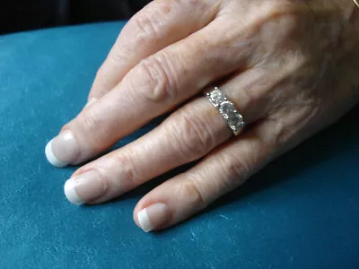 Silver Ladies Ring With 3 Round Cubic Zirconia Stones Size M. Dimonique QVC. • £12