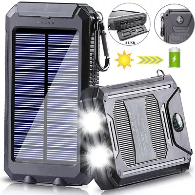 Super 900000mAh Solar Power Bank 2 USB Portable Charger For Cell Phone US 2023 • $17.59