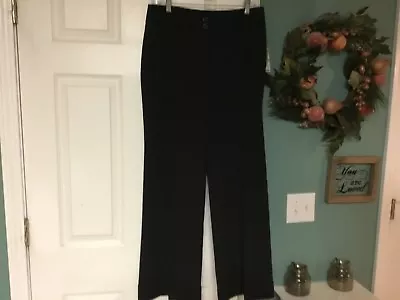 Women's MICHAEL By Michael Kors Millbrook In Black Wide Leg Cuff Trouser Pants 4 • $40