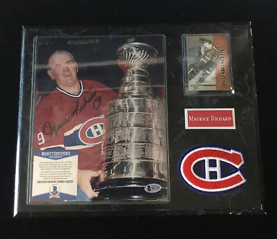Maurice Richard Signed Photo With Plaque And Base Card BECKETT CERTIFICATE • $104.35