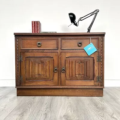 Jaycee Oak Ornate Retro / Vintage Old Charm Era Compact Sideboard Cabinet 96cm • £95