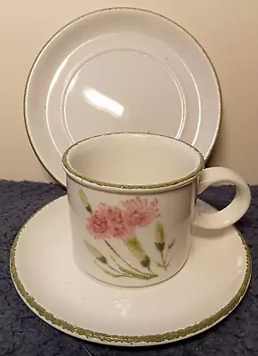 Midwinter Stonehenge Invitation Trio Cup Saucer Side Plate Carnation Pattern • £12.95