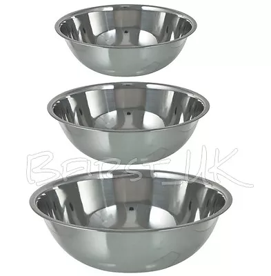 £5.99 • Buy Small / Extra Large Stainless Steel Catering Washing Mixing Bowls Flat Base