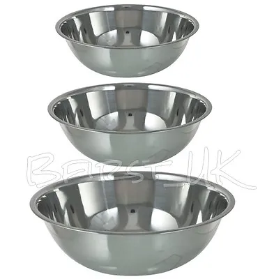 Small / Extra Large Stainless Steel Catering Washing Mixing Bowls Flat Base • £6.12