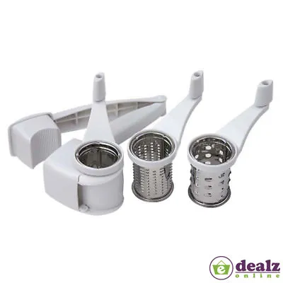 Dexam White Rotary Cheese Grater Fine Coarse Slicing • £14.99