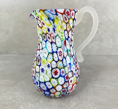 Vtg Murano Art Glass Millefiori Pitcher Large Hand Blown Italy Excellent 7.75 T • $371.25