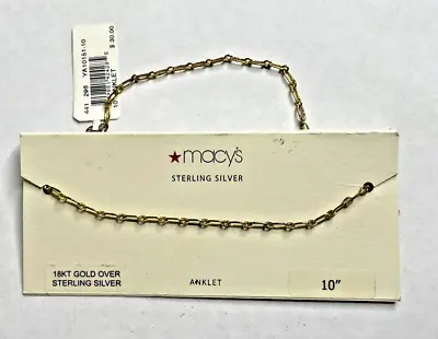 18K Gold Over Sterling Silver Anklet Ankle Bracelet Vintage Never Worn • $8.50