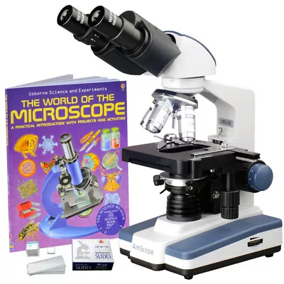 AmScope 40X-2000X LED Lab Binocular Compound Microscope & 3D Mechanical Stage • $274.99