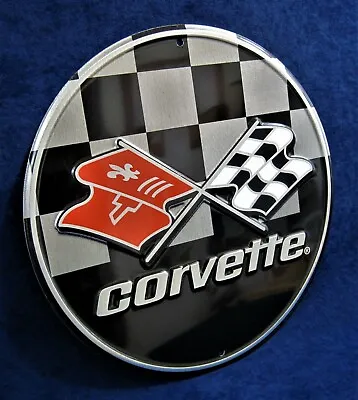 CORVETTE Checkered Chevrolet Embossed Metal Sign -Garage Shop Bar Man Cave Décor • $17.95