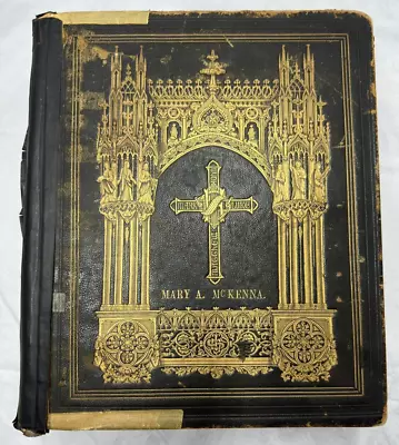 C1860 Antique D & J Sadlier Catholic Latin Vulgate Douay Rheims Holy Bible -READ • $219.99