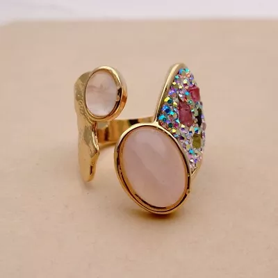 Natural Rose Quartz Tourmaline Ring For Women Girl Friend Gift Adjustable • $12