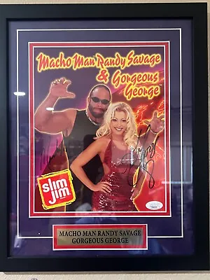 Macho Man Randy Savage Dual Signed Rare Slim Jim Photo With Professional Frame! • $850