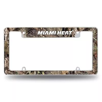 Miami Heat Chrome Metal License Plate Frame W/ Mossy Oak Camouflaged Camo Design • $21.97