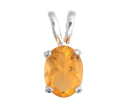 Oval Sterling Pendant Natural 8x6 Mexican Fire Opal Gemstone EBS1540A/102523 • $59.99