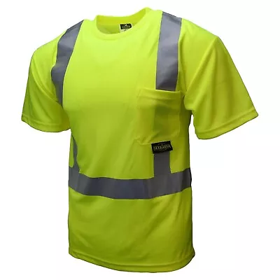 High Visibility ANSI Class 2 Hi Vis Lime Reflective Road Work Safety T Shirt • $11.95