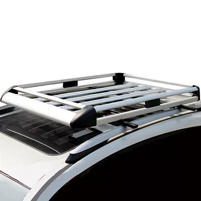 Aluminium Car Roof Rack Basket Double Layer Tray Travel Luggage Carrier Cage • $155
