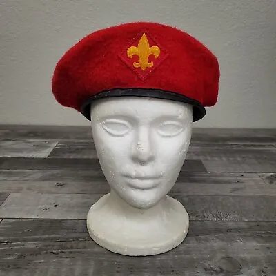 Boy Scouts Of America Red Wool Beret Vintage Hat Medium 6 7/8 - 7 • $25