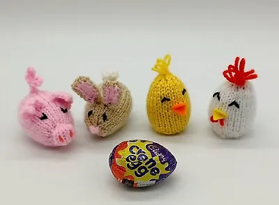 KNITTING PATTERN Farm Yard 🐣  Creme Egg Covers EASY 🐰 Set Of 4 Pig Chick Bunny • £1.99