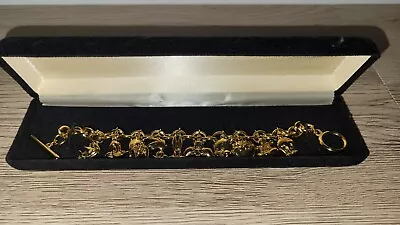 Vintage 1992 LOONEY TUNES WB Warner Brothers Gold Tone Charm Bracelet • $29.99