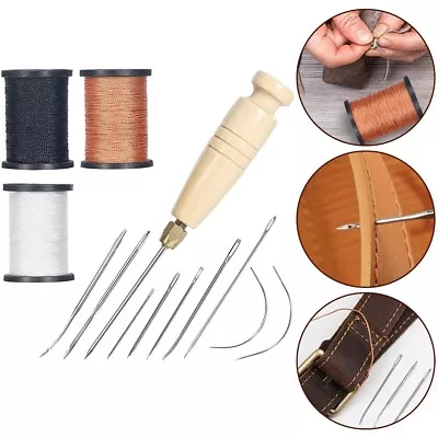 Sewing Set For Repairing Leather Shoes And Furniture Awls Needles Thread • £18.10