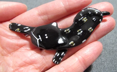 $14.99 • Buy Vintage Artsy Sky Blue Crystals White Accents Black Resin Cat Kitten Pin Brooch