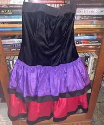 Vintage 90's Size 4-6 Party Prom Strapless Dress Moire Taffeta Layered Skirt • $55