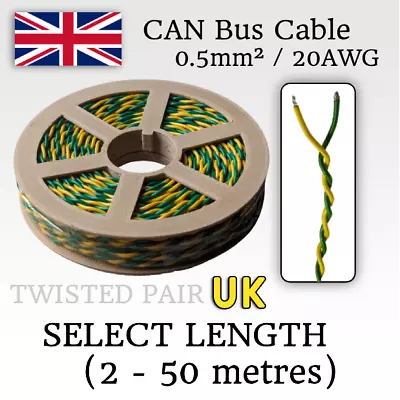 Twisted Pair UK - CAN Bus Wire (Green & Yellow) 20AWG/0.5mm2 Cable • £3.50