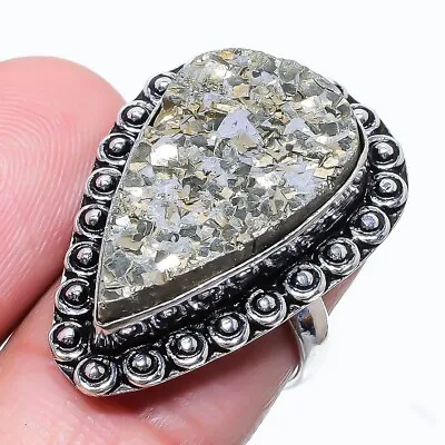 Magnetite Pyrite Gemstone Handmade 925 Sterling Silver Jewelry Ring Size 7 (US) • $10.99