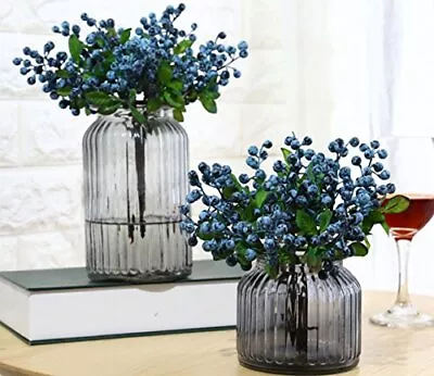 10 Pack Artificial Flowers California Faux Blueberries Artificial Stems For D... • $21.95