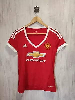 Women's Manchester United 2015 2016 Home Sz S Adidas Shirt Jersey Soccer Kit Tee • $29.95