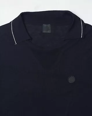 Pretty Green Collared Jumper Mens Size M Medium Cotton Linen Tipped Polo Sweater • £23