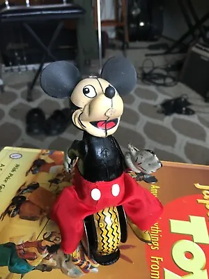 Vintage 1958 Linemar Mickey Mouse The Unicyclist Wind Up  Works • $350