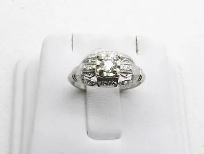 Platinum Old Mine Cut Diamond Ring Vintage Antique Retro 4.3 Grams Size 6 • $409