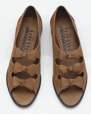 NEW F-TROUPE Brown Bow Suede Toe Sandals Shoes Flats 37 UK4 £110 • £75