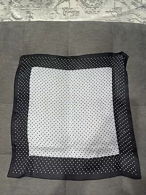 Vintage CEJON Sheer Silk Black & White Polka Dot Scarf 19” X 19” Italy • $15