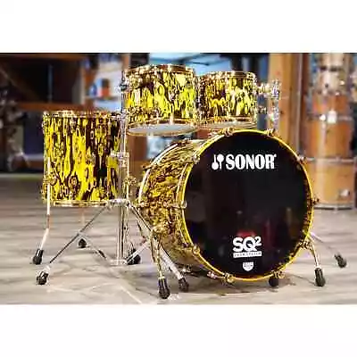 Sonor SQ2 Medium Maple 4pc Drum Set Yellow Tribal • $6102.99