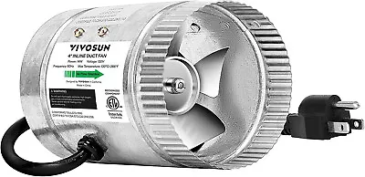 VIVOSUN 4  Inline Duct Fan 100 CFM HVAC Exhaust Fan 5.5' Grounded Power Code • $23.48