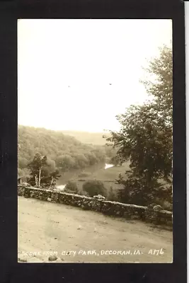 Decorah Iowa IA 1940s RPPC Town Side River From Old Stone Overlook On Bluff • $11.98