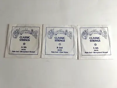 C.F. Martin Classic Strings Set Of 3:  A-5th M35S  B-2nd M32N E-6th M43S • $6