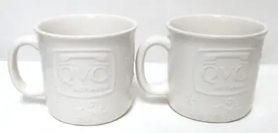 Temptations Ceramic QVC Textured Q White Mug Cup Set 2 Oven Dish Micro Safe • $20.99