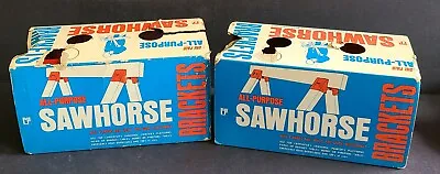 Crawford Sawhorse Brackets NOS Two Sets Vintage Flanged Nail Holes Box • $39.95