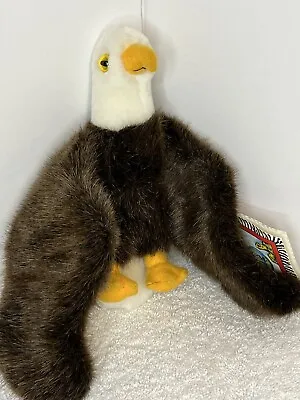 Bald Eagle Plush K&M International 1994 With Tag Realistic 8  Tall 14” Wing Span • $9.07