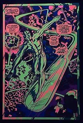 SILVER SURFER 20x30 MODERN BLACK LIGHT ART MARVEL COMICS POSTER PRINT 2021 • $49.99