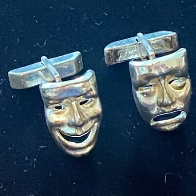 Cufflinks  Comedy And Tragedy Mask   Sterling Silver   Apollo & Dionysus • $21.95