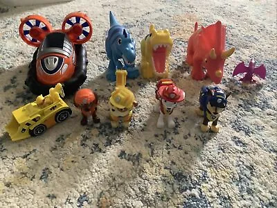 Paw Patrol DINO RESCUE Dinosaurs Lot With Pup Figures Chase Metal Car T Rex Zuma • $35.99