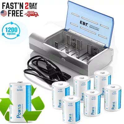 Lot 1.2V D Cell Size Rechargeable Batteries NI-MH / AA AAA C D Battery Charger • $14.99