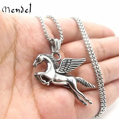 $11.99 • Buy MENDEL Mens Unisex Flying Horse Pegasus Pendant Necklace Amulet Stainless Steel