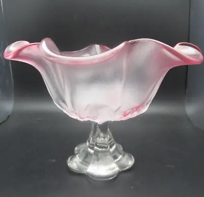 Mikasa Pink Frosted Ruffled  Rosella  Compote / Pink Flowers • $19.99