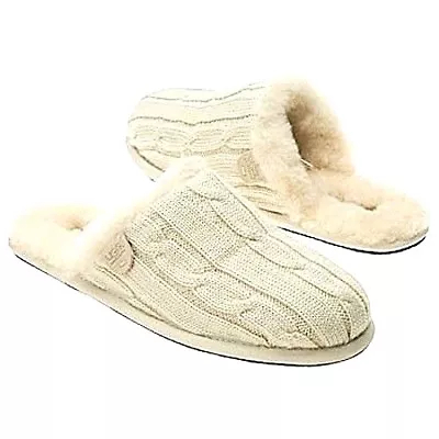 NIB New UGG Australia Sweater Knit Scuffette Slippers Cream Size 5 • $69.95