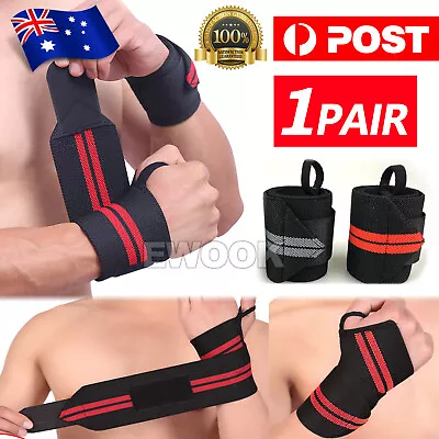 Weight Lifting Gym Muscle Training Wrist Support Straps Wraps Bodybuilding AU • $6.45